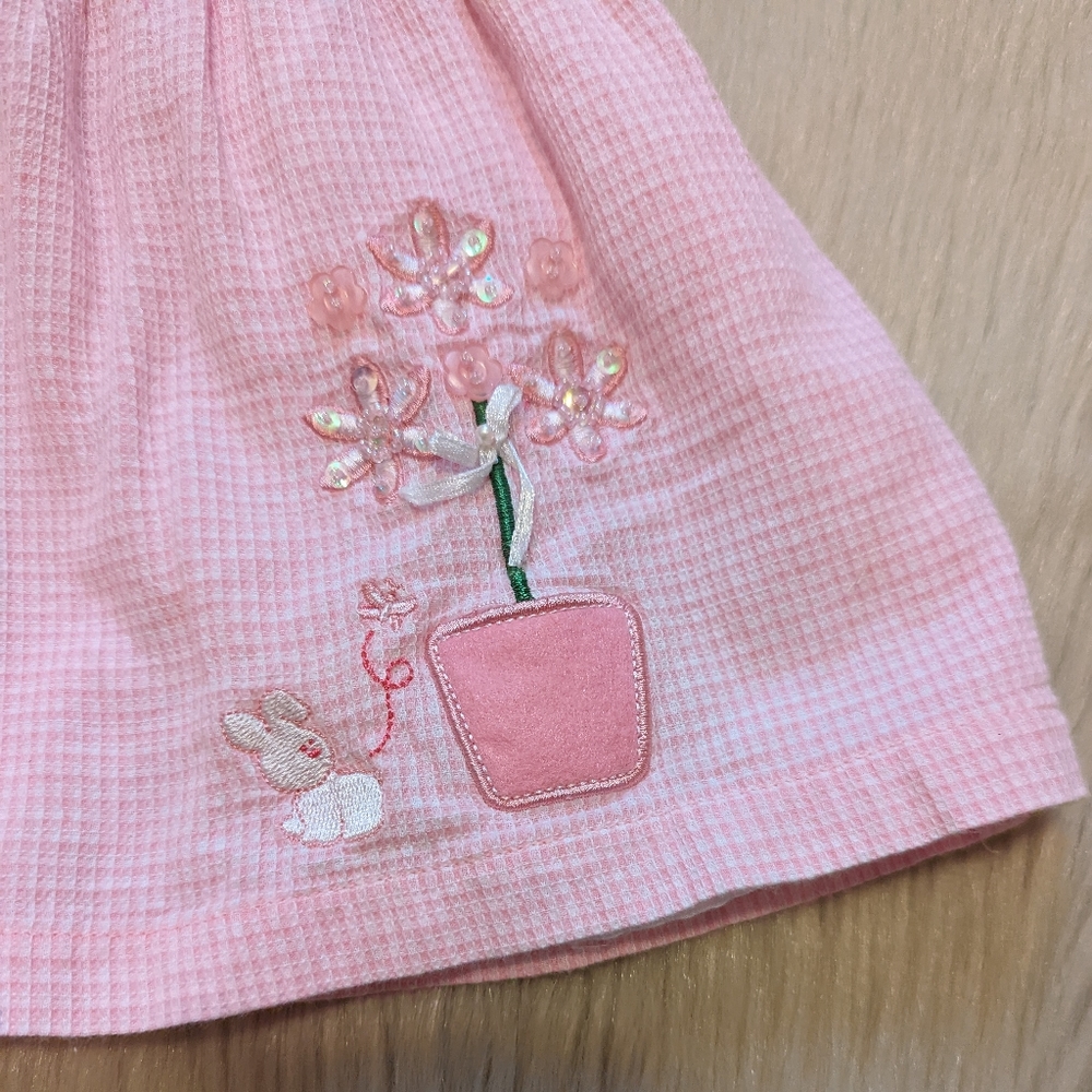 Vintage Baby Togs pink dress with white collar and cute bunny size 3-6 months - Picture 5 of 10